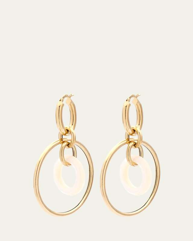 18K Yellow Gold Small Mother of Pearl Orbite Earrings